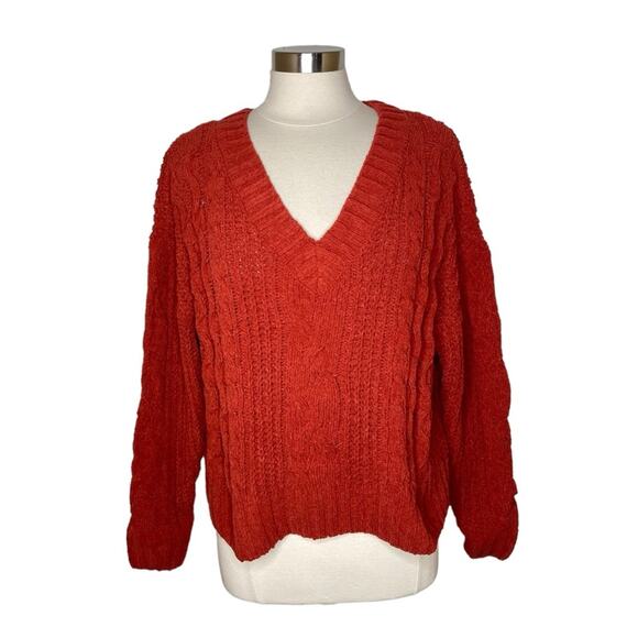 Stitch Fix Wynter Halsey V-Neck Cable Knit Sweater Women’s Size Large New - Picture 1 of 10
